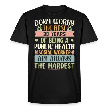 Être travailleur social en santé publique - T-shirt Premium bio Homme - noir - Devant - Nico (187cm)