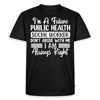 Je suis un futur travailleur social en santé publique - T-shirt Premium bio Homme - noir - Devant - Nico (187cm)