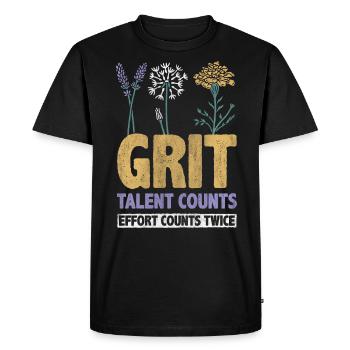 Grit Talent Counts Effort Counts Twice Inspire - Men's Premium Organic T-Shirt - black - Front - Nico (187cm)