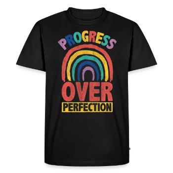 Progress Over Perfection Inspire Encouragement - Men's Premium Organic T-Shirt - black - Front - Nico (187cm)
