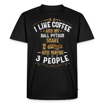 Café et ma boule Python et peut-être 3 personnes serpent - T-shirt Premium bio Homme - noir - Devant - Nico (187cm)