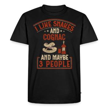 I Like Snakes And Cognac And Maybe 3 People Snake - Men's Premium Organic T-Shirt - black - Front - Nico (187cm)