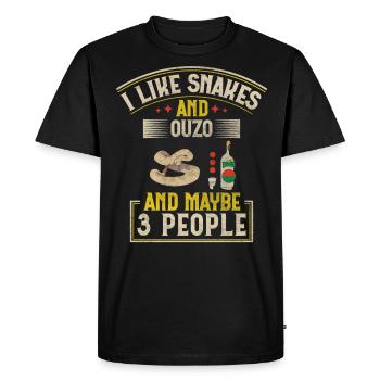 J’aime les serpents et l’ouzo et peut-être 3 personnes serpent - T-shirt Premium bio Homme - noir - Devant - Nico (187cm)