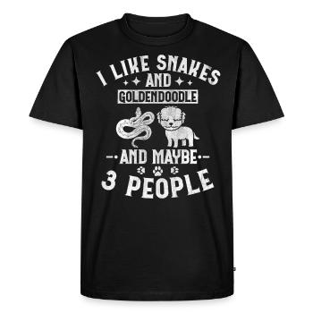 Snakes And Goldendoodle And Maybe 3 People Puppy - Men's Premium Organic T-Shirt - black - Front - Nico (187cm)