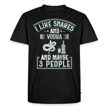 J’aime les serpents et la vodka et peut-être 3 personnes serpent - T-shirt Premium bio Homme - noir - Devant - Nico (187cm)