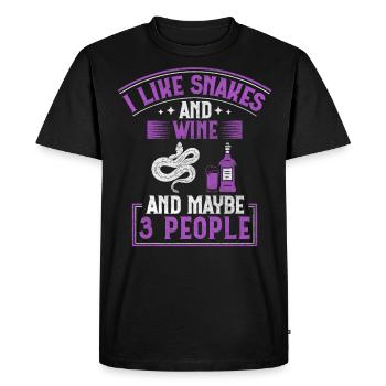I Like Snakes And Wine And Maybe 3 People Snake - Men's Premium Organic T-Shirt - black - Front - Nico (187cm)