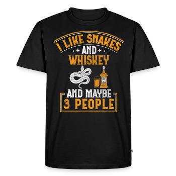 J’aime les serpents et le whisky et peut-être 3 personnes serpent - T-shirt Premium bio Homme - noir - Devant - Nico (187cm)