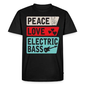 Peace Love Electric Bass Guitare électrique - T-shirt Premium bio Homme - noir - Devant - Nico (187cm)