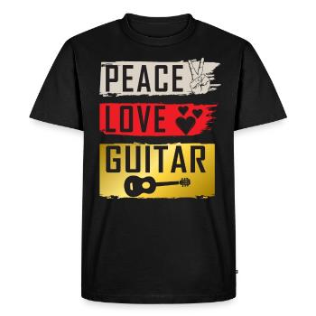 Peace Love Guitare Drôle Guitariste Musique - T-shirt Premium bio Homme - noir - Devant - Nico (187cm)