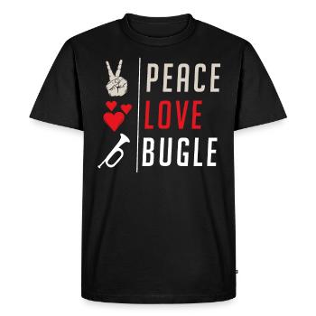 Peace Love Bugle Drumline Music Drums - Men's Premium Organic T-Shirt - black - Front - Nico (187cm)