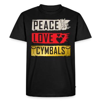 Peace Love Cymbals Bass Drum Instrument - Men's Premium Organic T-Shirt - black - Front - Nico (187cm)