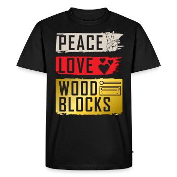 Peace Love Wood Blocks Instrument de musique - T-shirt Premium bio Homme - noir - Devant - Nico (187cm)