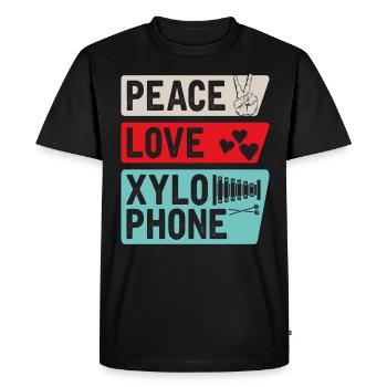 Peace Love Xylophone Piano Musiciens - T-shirt Premium bio Homme - noir - Devant - Nico (187cm)