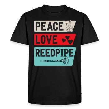 Peace Love Reed Pipe Lecteurs de musique - T-shirt Premium bio Homme - noir - Devant - Nico (187cm)