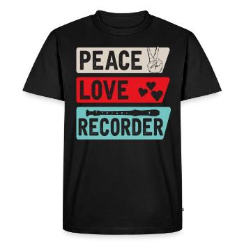 Peace Love Recorder Recorder Player - T-shirt Premium bio Homme - noir - Devant - Nico (187cm)