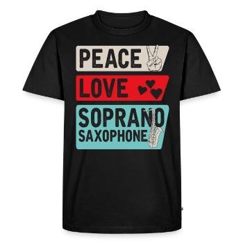 Peace Love Soprano Saxophonistes - T-shirt Premium bio Homme - noir - Devant - Nico (187cm)
