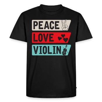 Peace Love Violin Musical Instrument - Men's Premium Organic T-Shirt - black - Front - Nico (187cm)