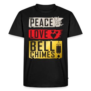 Peace Love Bell Chimes Instrument - Men's Premium Organic T-Shirt - black - Front - Nico (187cm)