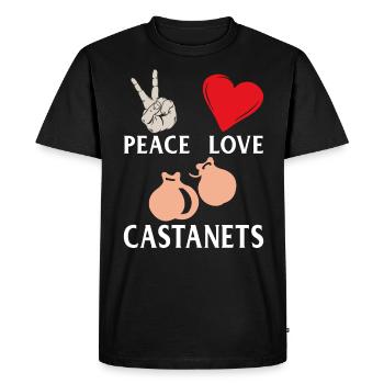 Peace Love Castaneets Instrument Musical - T-shirt Premium bio Homme - noir - Devant - Nico (187cm)