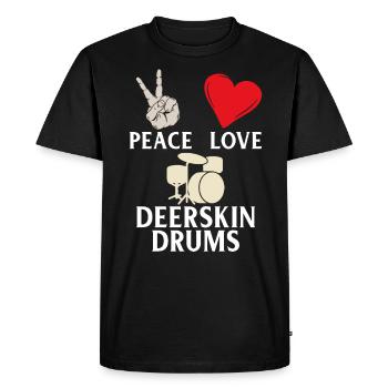 Peace Love Deerskin Drums Instrument - Men's Premium Organic T-Shirt - black - Front - Nico (187cm)