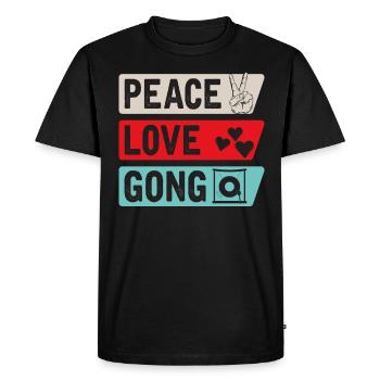 Peace Love Gong Percussion Instrument - T-shirt Premium bio Homme - noir - Devant - Nico (187cm)
