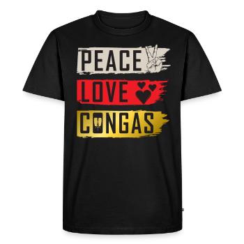 Peace Love Congas Instrument Conga Drum - Men's Premium Organic T-Shirt - black - Front - Nico (187cm)