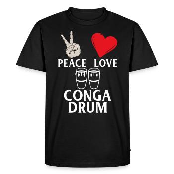 Peace Love Conga Drum Conga Drums Player - Men's Premium Organic T-Shirt - black - Front - Nico (187cm)