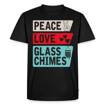 Peace Love Glass Chimes Instrument Music - Men's Premium Organic T-Shirt - black - Front - Nico (187cm)