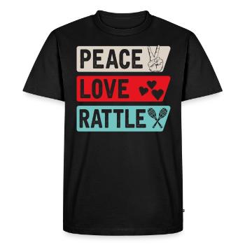 Peace Love Rattle Musical Instrument - Men's Premium Organic T-Shirt - black - Front - Nico (187cm)