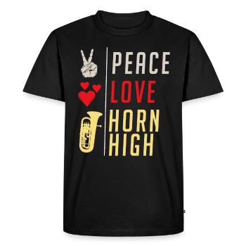 Peace Love Horn High Horn Player Musique - T-shirt Premium bio Homme - noir - Devant - Nico (187cm)