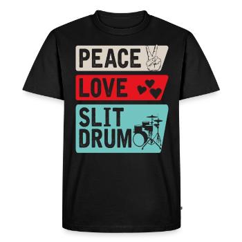 Peace Love Slit Drum Tambour à fente africain - T-shirt Premium bio Homme - noir - Devant - Nico (187cm)