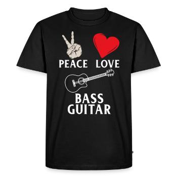 Peace Love Bass Guitare Instrument de Musique - T-shirt Premium bio Homme - noir - Devant - Nico (187cm)