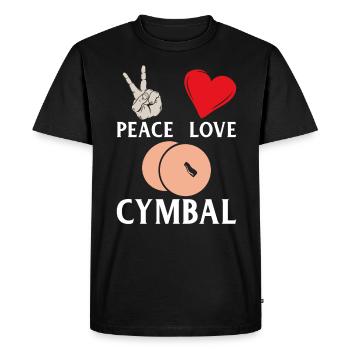 Peace Love Cymbal Music Instrument - Men's Premium Organic T-Shirt - black - Front - Nico (187cm)