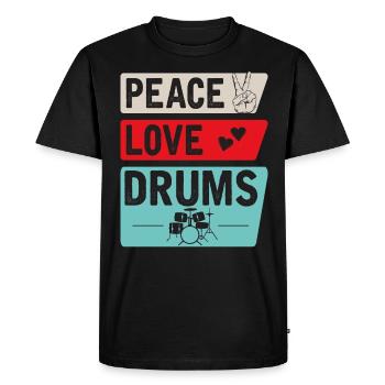 Peace Love Drums Music Instrument - Men's Premium Organic T-Shirt - black - Front - Nico (187cm)