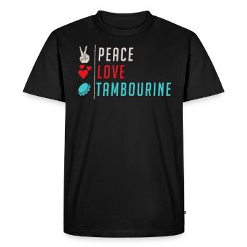 Peace Love Tambourin Instrument de musique - T-shirt Premium bio Homme - noir - Devant - Nico (187cm)