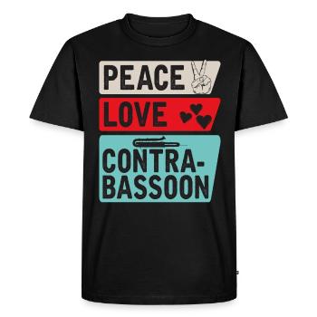 Peace Love Contra Bassoon Player Bassist - Men's Premium Organic T-Shirt - black - Front - Nico (187cm)
