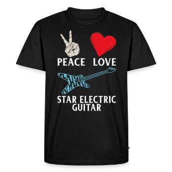 Peace Love Star Musique de guitare électrique - T-shirt Premium bio Homme - noir - Devant - Nico (187cm)