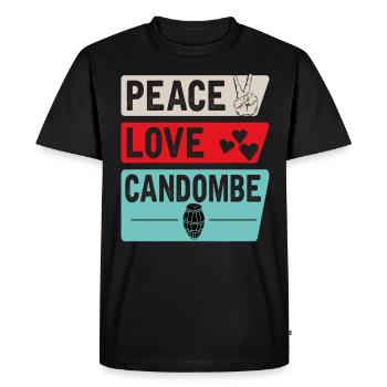 Peace Love Candombe Funny Candombe Drums - Men's Premium Organic T-Shirt - black - Front - Nico (187cm)