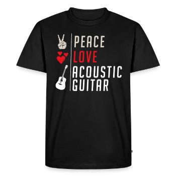 Peace Love Instrument de guitare acoustique - T-shirt Premium bio Homme - noir - Devant - Nico (187cm)