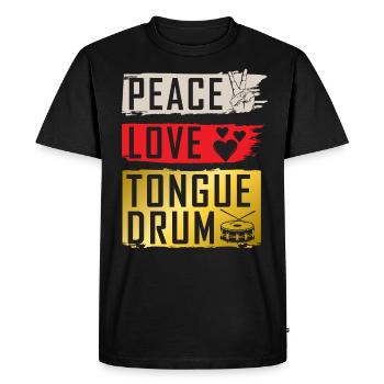 Peace Love Tongue Drum Music Instrument - Men's Premium Organic T-Shirt - black - Front - Nico (187cm)