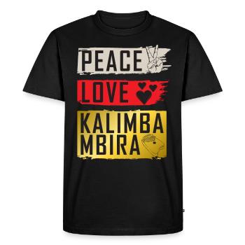 Peace Love Kalimba Mbira - Men's Premium Organic T-Shirt - black - Front - Nico (187cm)
