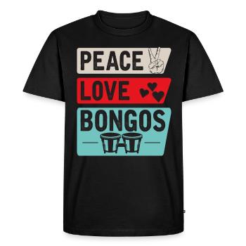 Peace Love Bongos Musical Instrument - Men's Premium Organic T-Shirt - black - Front - Nico (187cm)