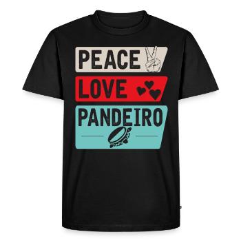 Peace Love Pandeiro Drum - Men's Premium Organic T-Shirt - black - Front - Nico (187cm)
