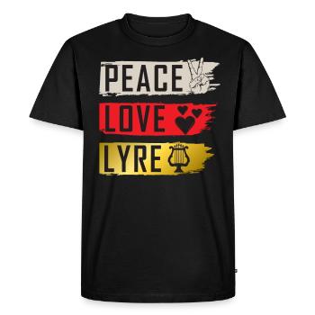 Peace Love Lyre Musical Instrument - Men's Premium Organic T-Shirt - black - Front - Nico (187cm)