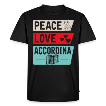Peace Love Accordina - Men's Premium Organic T-Shirt - black - Front - Nico (187cm)