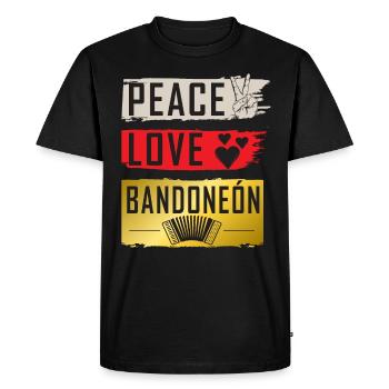Peace Love Bandoneón Players - Men's Premium Organic T-Shirt - black - Front - Nico (187cm)