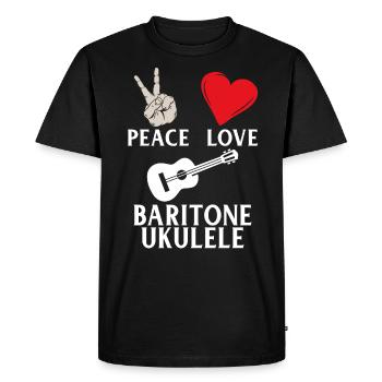 Peace Love Baryton Ukulélé Hipster - T-shirt Premium bio Homme - noir - Devant - Nico (187cm)