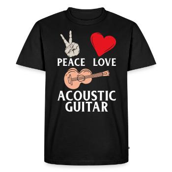 Peace Love Guitaristes de guitare acoustique - T-shirt Premium bio Homme - noir - Devant - Nico (187cm)