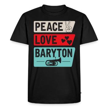 Peace Love Baryton Drôle Baryton Joueur - T-shirt Premium bio Homme - noir - Devant - Nico (187cm)