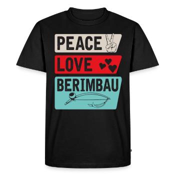 Peace Love Berimbau Archet musical - T-shirt Premium bio Homme - noir - Devant - Nico (187cm)